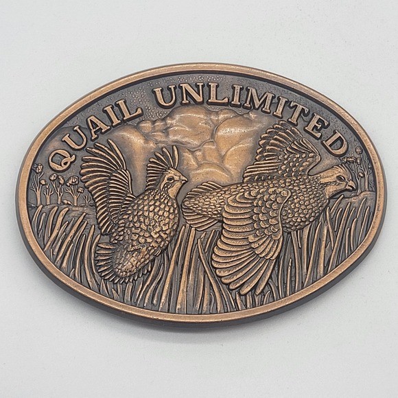 The Unbranded Brand Accessories - Vintage Quail Unlimited Belt Buckle Copper Oval